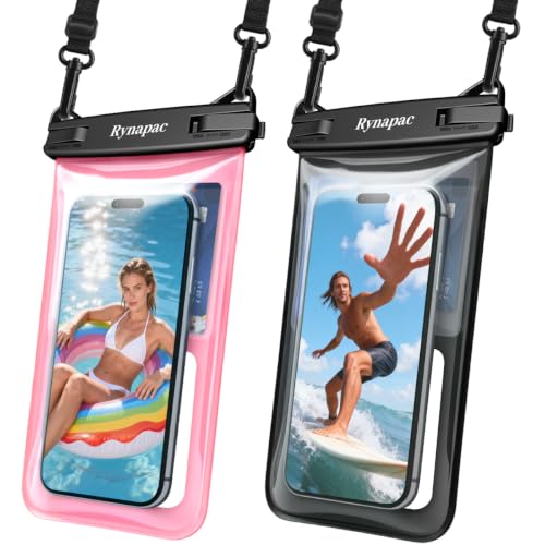 Rynapac Waterproof Phone Pouch Floating, 2 Pack IPX8 Dry Bag [Up to 8.5''] by Rynapac - Used condition - US$9.57