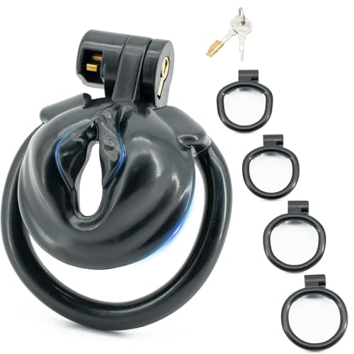 BDSMYEE Chastity cage con 4 Anelli per il Pene Rimovibili, gabbia castità per uomo sissy, Gabbie per Pene cock cage Sex Toys per Prevenire L'erezione (Nero)