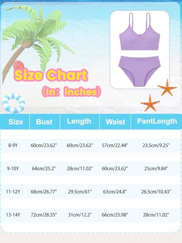 Image of Girl's 2 Piece Swimsuit Solid Spaghetti Strap Bikini Sets Beach Bathing Suit Swimwear for Teen Girls