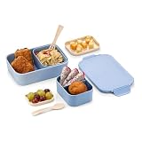 Biddoo Brotdose Kinder mit Besteck & herausnehmbaren Fächern – Bento Lunchbox BPA-frei...
