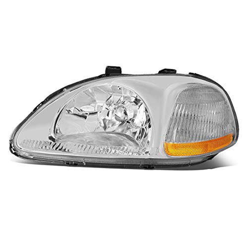 DNA MOTORING Factory Style Driver/Left Side Headlight Lamp Assembly Replacement Compatible with 96-98 HONDA CIVIC, OEM-HL-0005-L