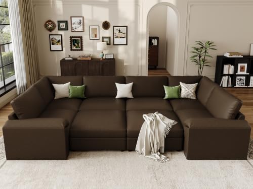 Image of EASE MOOSE Faux Leather Couch Bed, Sectional Sofa Sleeper, Deep Brown