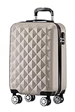BEIBYE Zwillingsrollen 2066 Hartschale Trolley Koffer Reisekoffer Gepäck M-L-XL-Set (Champagner, M)