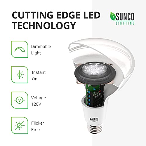 Sunco Br40 Light Bulb, Led Indoor Flood Light, Dimmable, 4000K Cool White, 1400 Lm, E26 Base, Recessed Can Light, High Lumen, Flicker-Free - Ul & Energy Star 6 Pack, 100W Equivalent 17W #TOP2