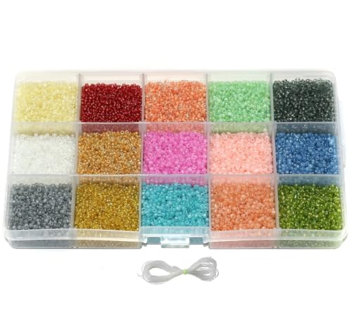 Image of Beadsnfashion Multicolor Colors Glass Seed Beads with Beads Storage Box for DIY Jewellery Making, Beading, Embroidery and Art & Crafts Fir Girls and Kid (Design II)