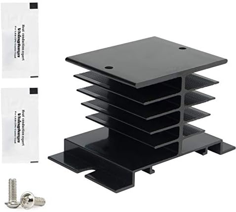 CGELE 1PCS Aluminum Heat Sink SSR Black Radiator Dissipation for Single Phase Solid State Relay 10A,25A,40A…