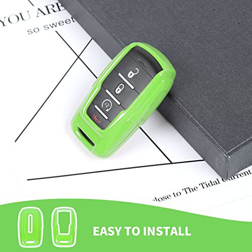 Image of RAZPOY for RAM Key Fob Cover, ABS Key Case Cover Holder Protector Compatible with for 2018-2023 Dodge RAM 1500 2500 3500, Light Green