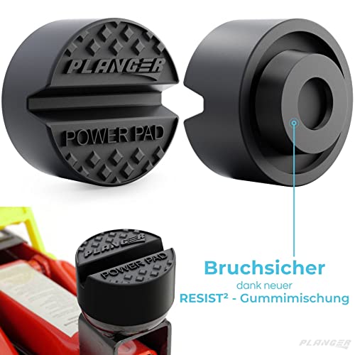 PLANGER® - Wagenheber Gummiauflage - 4X Power PAD (FÜR ALLE PKWs das Passende) 10 Jahre Garantie - Bruchsicher 3t