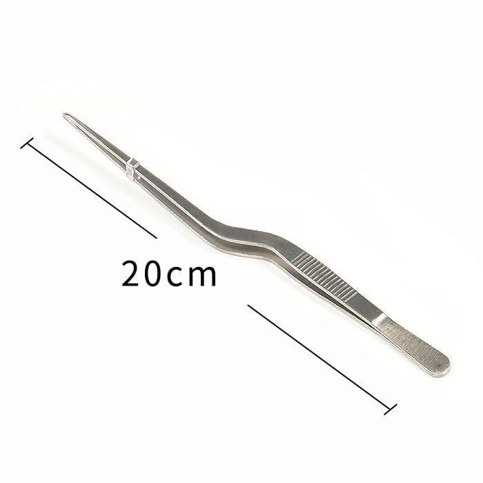 Curved Serrated Stainless Steel Tweezers for Tissue Culture and Hydroponics - Laboratory Precision Tools(20cm)