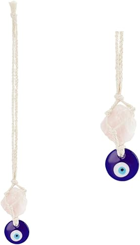 WEBEEDY 2 piezas de dije de mal de ojo de sal y roca para coche, dije de ojo turco para automóvil, para espejo retrovisor, adornos colgantes de ojo