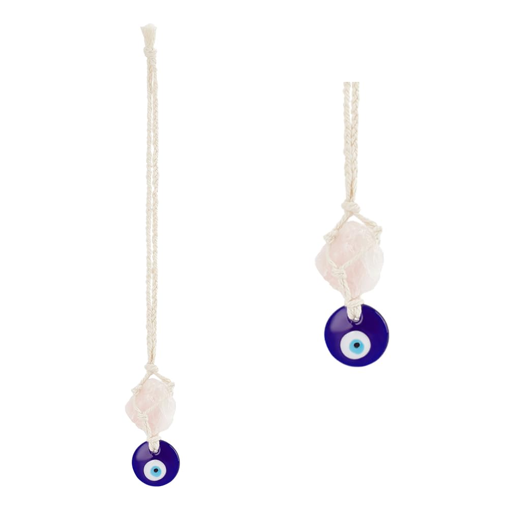 WEBEEDY 2 Pcs Evil Eye Salt Rock Car Charm Evil Eye Car Charm Car Rearview Mirror Pendant Ornaments Evil Eye Hanging Ornament Window Ornament for Home Decor