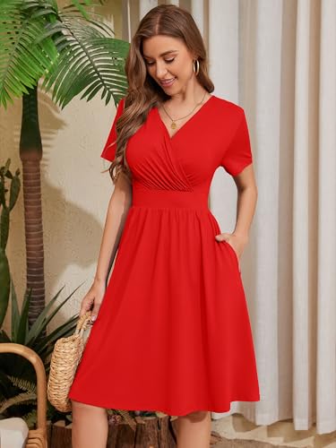 Image of Heymoments Short Sleeve V Neck Summer Dress for Women