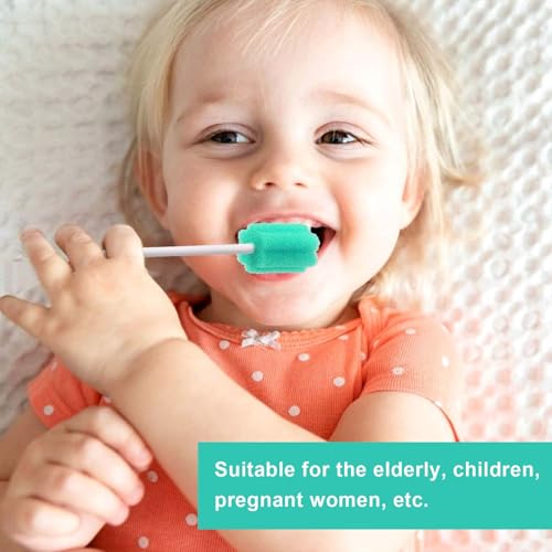 100 Stück Mundpflegestäbchen, Mundhygiene Wattestäbchen, Geschmack Neutral, für Reinigung Zahnkliniken (Grün)