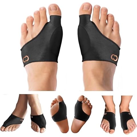 Copper Compression Bunion Corrector Relief Sleeve, Copper Infused, Orthopedic Brace Big Toe Alignment, Plantar Fasciitis, Hallux Valgus Relief - Toe Straightener & Spacer for Women & Men - 1 Pair Cover