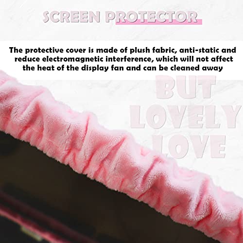 Image of 23'' - 34'' Computer Monitor Protective Cover with Cat Ear Design, Cute Monitor Dust Cover with Furry Design, Elastic Dustproof, Suitable for PC, Tablet, TV