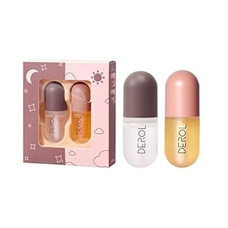 2 Pcs Natural Lip Plumper Set,URMAGIC Lip Plumper Gloss Kit (Day+Night Lip Gloss),5.5ml Moisturizing Long-lasting Lip Care Serum,Plant Extracts Plumping Lip Serum,Lip Enhancer for Women/Lady/Girls