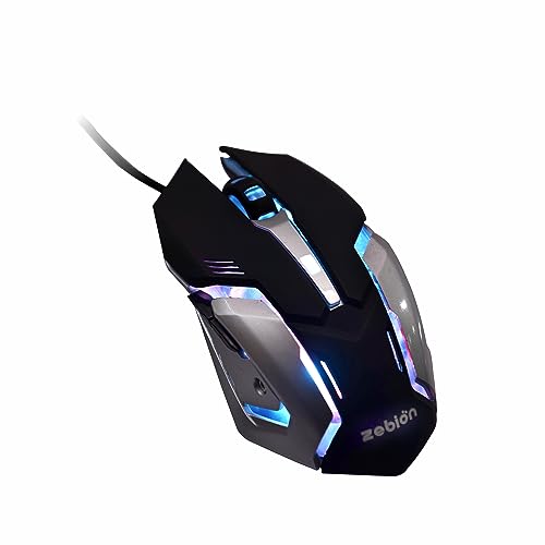 Image of Zebion Ninja M Wired Optical Gaming Mouse (USB 2.0, Black) Come with RGB Light, Adjustable DPI 1000 /1600 /2400 & 3200, 6 Buttons, 1 Year Warranty