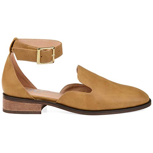 Brinley Co. Womens Square Toe Ankle Strap Flat Mustard, 9 Regular US