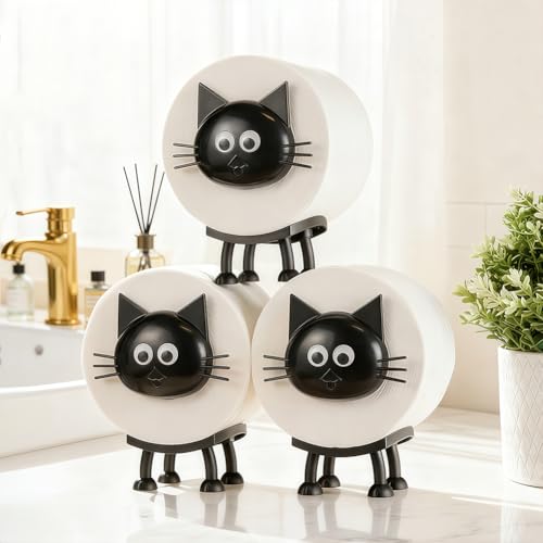 3-Pack Cat Toilet Paper Holder, 3D Printed Cute Animal Paper Towel Holder Stand for Bathroom Shelf Decoration, Freestanding Tissue Roll Storage