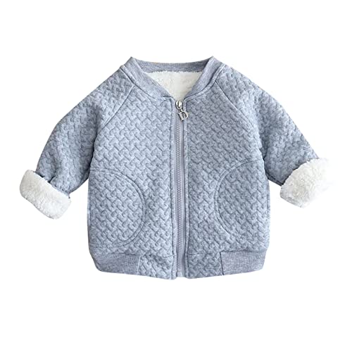 Baby Girls Fleece Jacket Thick Warm Solid Zip Baseball Coat Winter Windproof Soft Outerwear with Pocket