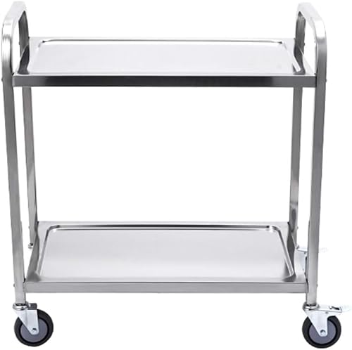 LJYKBFL Utility Cart Organizer Storage Trolley Stainless Steel Medical Service and Utility Cart Trolley 2-Tier, Treatment Laboratory Equipment Carts Beauty Salon Hotel Tool CarSmall