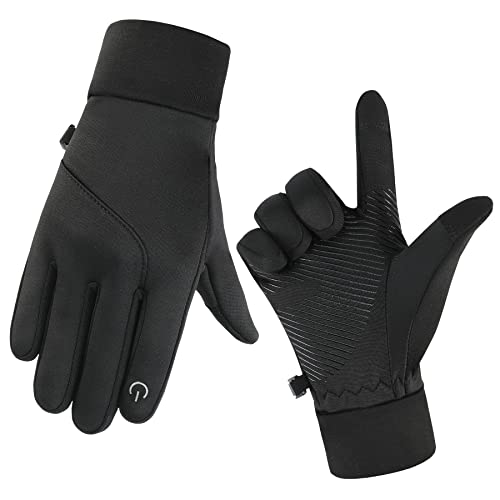 KELOYI Guantes de invierno para hombre y mujer, pantalla táctil, guantes de ciclismo, negros, para hombre, moto, bicicleta, resistente al viento, para invierno, camping, senderismo, exterior cálido L Cover