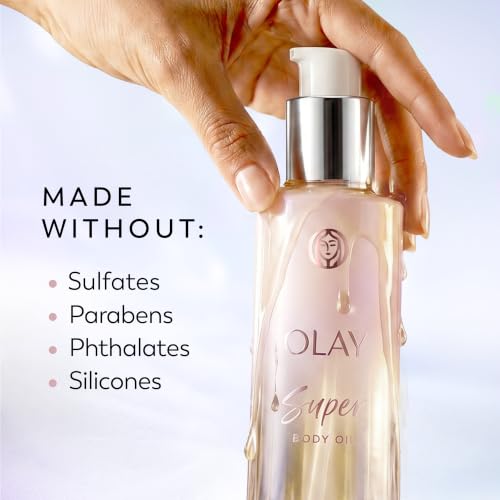 Olay Super Body Oil for Women, with 5-in-1 Oil + Serum Complex with Jojoba Oil, Squalene Oil, Bakuchiol, Collagen peptide, and Vitamin E, Free of Sulfates, Parabens & Phthalates, 4 Fl Oz - image 7