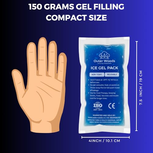 Image of Reusable Ice Gel Packs for Cooler Bags, Breast Milk & Pain Relief - Non-Toxic Leak-Proof Cold Gel Pads for Picnic, Travel, Vaccine, Insulin, Food & Drinks - Hard Freeze Long Lasting Blue