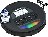 KLIM Nomad - New 2023 - Portable CD Player Walkman with Long-Lasting Battery - with Headphones - Radio FM - Compatible MP3 CD Player Portable - TF Card Radio FM AM Bluetooth - Ideal for Cars - Black
