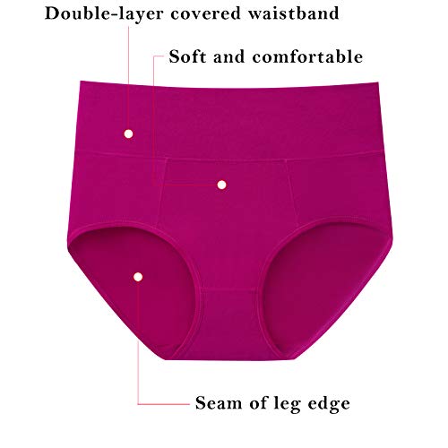 Image of Women's High Waist Cotton Underwear Soft Brief Panties Decorated with Lace Regular and Plus Size