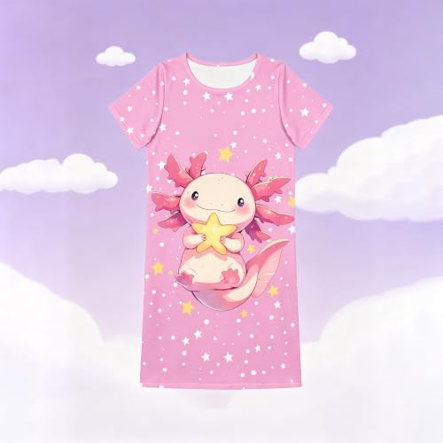 Vestido estampado de chicas cómodo diario de manga corta con corte ligero 2