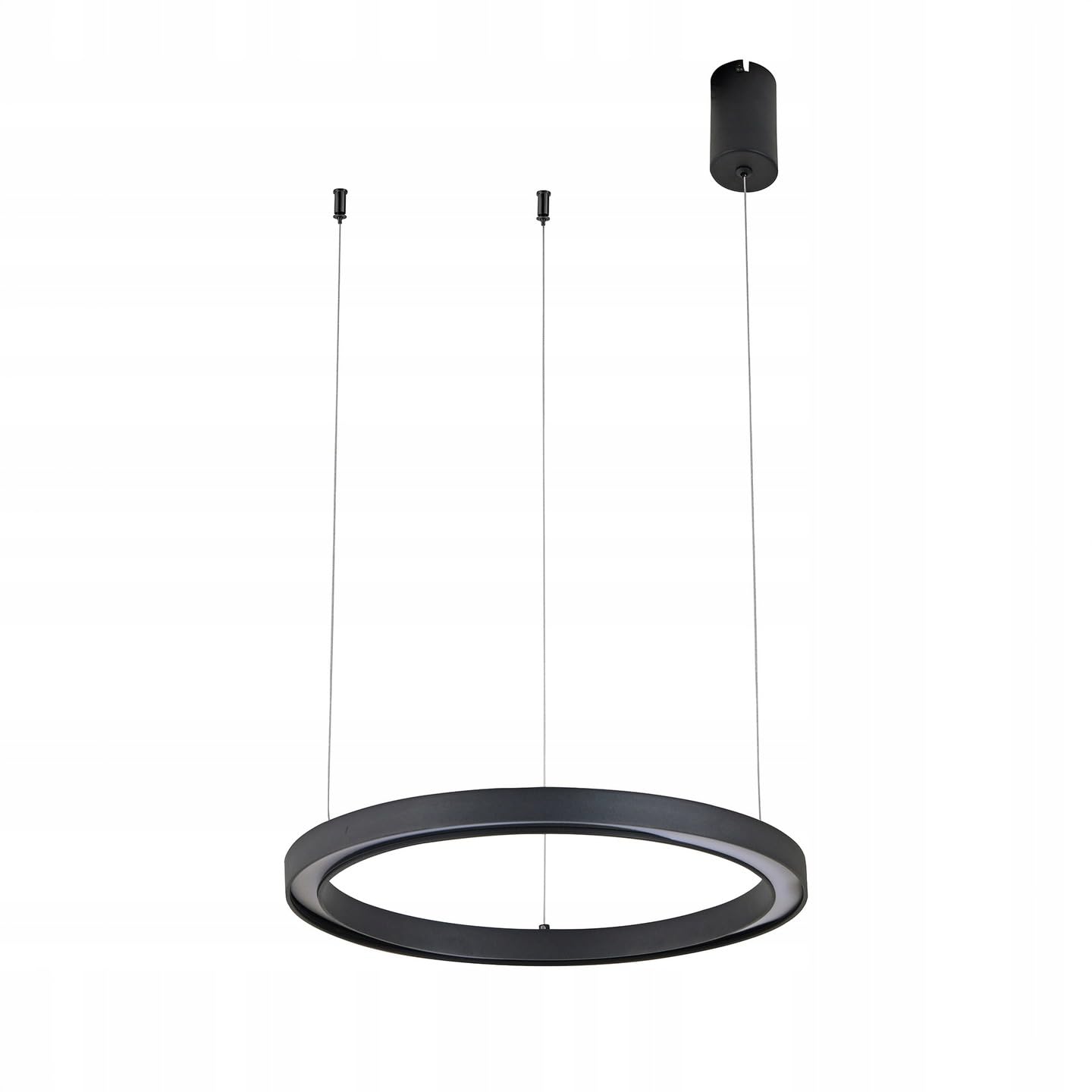 Lampa Sufitowa Wisząca LED GRANDE 36W 2100lm 4000K Neutralna Biała - Nowoczesna Oprawa LED - Czarny Ring 60 cm - Minimalistyczny Design - Żyrandol do Sypialni, Salonu, Jadalni