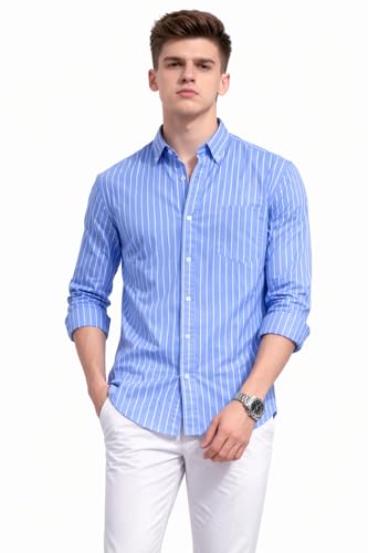 Image of Men's Cotton Casual Printed Striped Stylish Shirt for Men