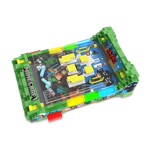 Minecraft: Arcade Pinball - Overworld - Lights & Sounds Tabletop Game LED Scoreboard Vibrating Bumpers Gutter Detection Licensed Adults & Kids 6+