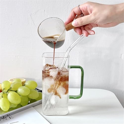 Verre borosilicate carré haut de gamme de 450 ml avec paille