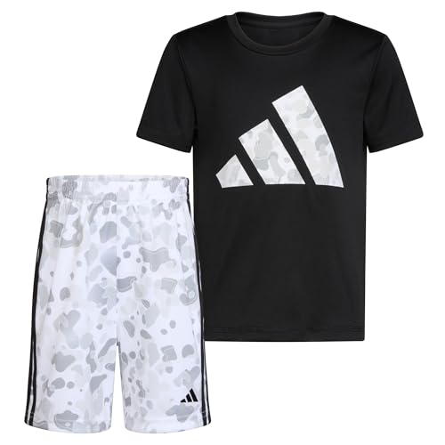 Image of adidas boys Short Sleeve T-shirt and Printed Shorts 2-piece Set