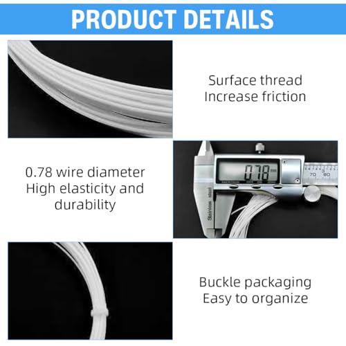 Image of Proberos Badminton Racket Strings Set, for 2 Rackets, Replacement String Repair Kit with Accessories & Tools, Nylon Fiber Strings, 0.78mm, Tension 26lbs, 10m Long Per Roll - White