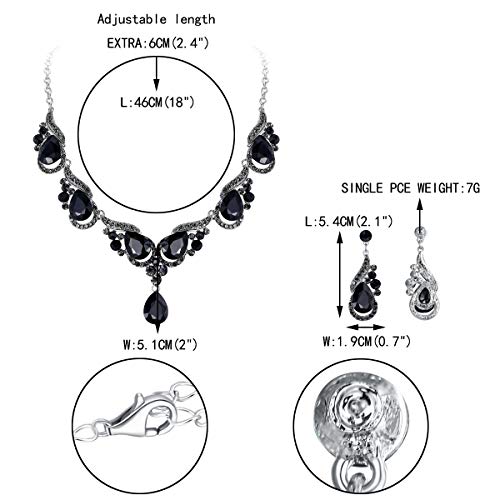 EVER FAITH Damen Kristall Luxus Floral Wave Waterdrop Braut Halskette Ohrringe Set
