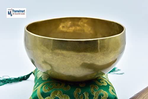 Tigela tibetana de 15 cm ~ Feita à mão ~ Excelente tigela de chacra com coroa B para meditação, yoga