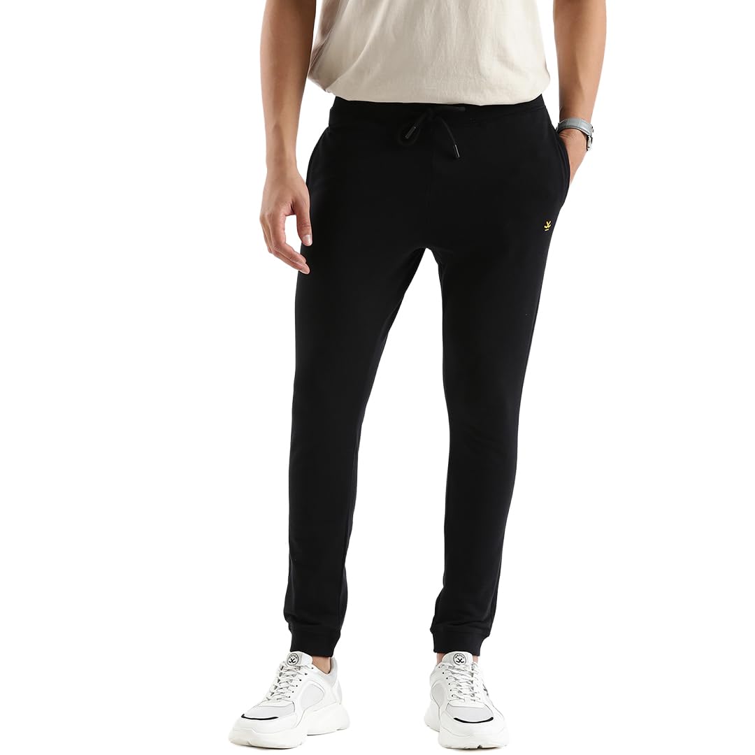WROGN Men's Cotton Blend Joggers | Solid | Slim Fit in neutral