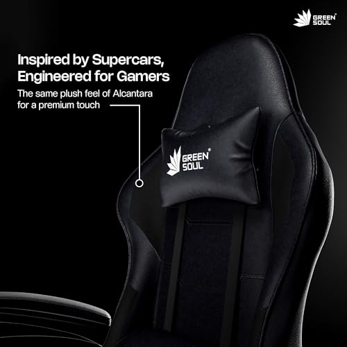 Image of Green Soul Blade Ergonomic Gaming Chair | Leatherette | Multi-Functional Computer Chair | Integrated Massager | ErgoSync Armrest | Retractable Footrest | 1 Year Warranty (Black)