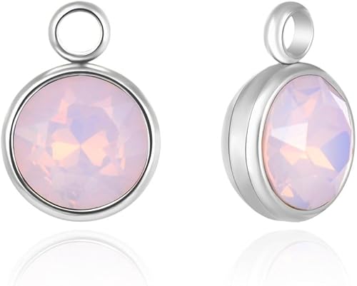 Adabele Dije de acero inoxidable quirúrgico grado A de 0.236 in y 0.394 in, colgante de gota de piedra natal suelto, resistente al deslustre,