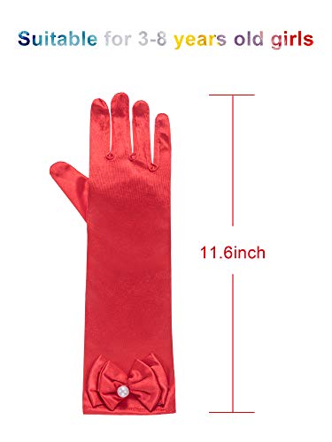 Zhanmai 6 Pairs Satin Gloves Princess Dress Up Bows Gloves Long Formal Gloves For Party (Sky Blue, Red, Purple, Pink, White And Yellow) #TOP2