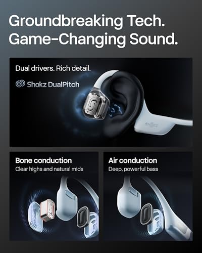 Image of SHOKZ New OpenRun Pro 2-Bone Conduction Headphones,Open-Ear Bluetooth Wireless Sport Earphones for Running,Workouts-Sweat Resistant,Secure Comfortable Fit-Deep Bass,Smart Mic,Reflective Strip