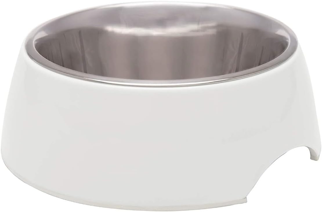 Loving Pets – Retro Bowl Dog Food Water Bowl No Tip Stainless Steel Elevated Pet Bowl No Skid Spill Proof (Large, White)