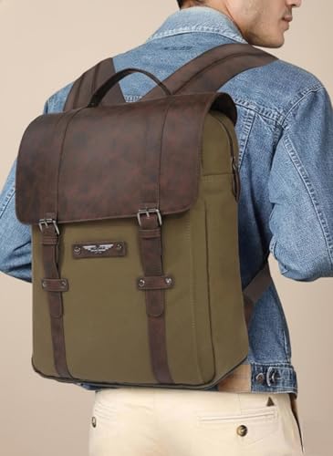 Image of Police Tendra Vegan Leather Laptop Backpack for Men & Women | 15-Inch Stylish Lightweight PU Laptop Bag with Front Pocket & Adjustable Padded Straps | Office, Travel & Daily Use