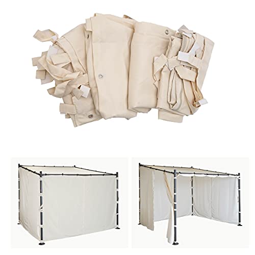 4er-Set Seitenwand für Pergola HWC-A22, Ersatzseitenwand Pavillon, 3x3m Polyester - Creme