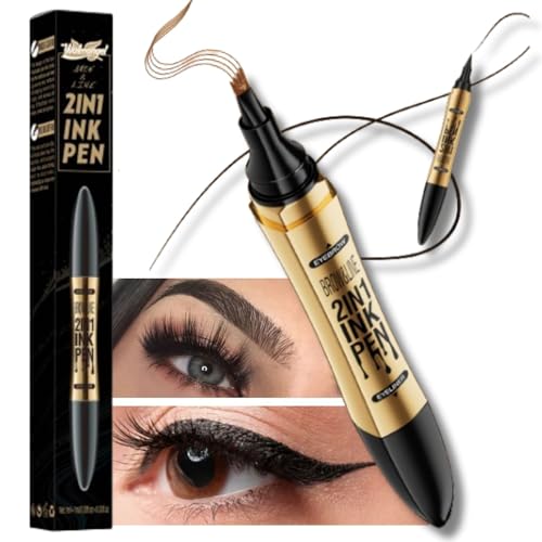 Lapiz Cejas Microblading 2en1 de Acabado Profesional. Lapiz Cejas y Eyeliner Waterproof. 4 Tonos Disponibles. Aspecto Natural, Larga Duración, Resistente Al Agua Y Al Sudor. Color#1(Marrón Claro)
