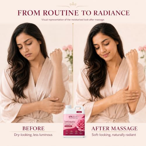 Image of Rose Intimate Massage Oil. Luxuriously Scented Self-Care Oil for Personal Moments. Sensual Touch for ultimate Pleasure & Relaxation - 1Ltr