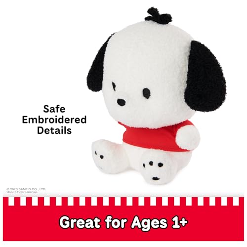 Image of GUND Sanrio Pochacco Plush, Puppy Stuffed Animal for Ages 1 and Up, White /Red, 6 inch